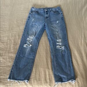 Distressed Blue Jeans